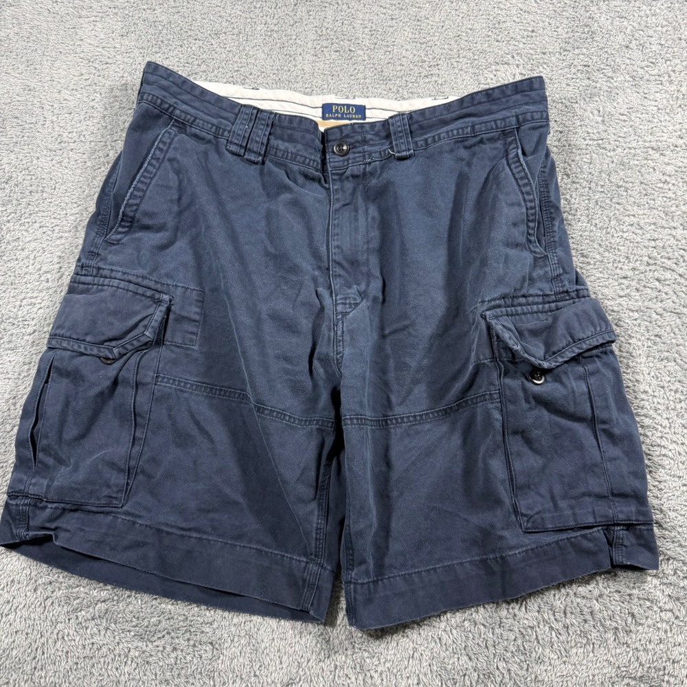 Polo Ralph‎ Lauren Navy Blue Heavy Cargo Shorts Utility Heavy Thick Mens Size 38